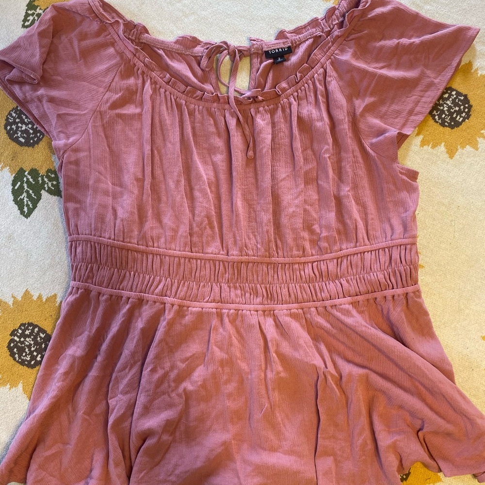 Torrid Mauve Blouse with Ruffle Sleeves